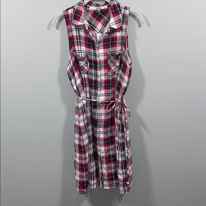 Flannel tank top button down dress